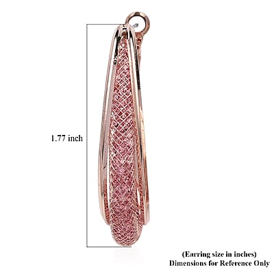 Pink Austrian Crystal Mesh Hoop Earrings in Rosetone