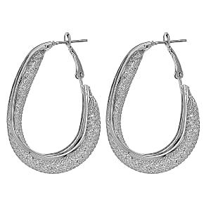 Austrian Crystal Mesh Hoop Earrings in Silvertone