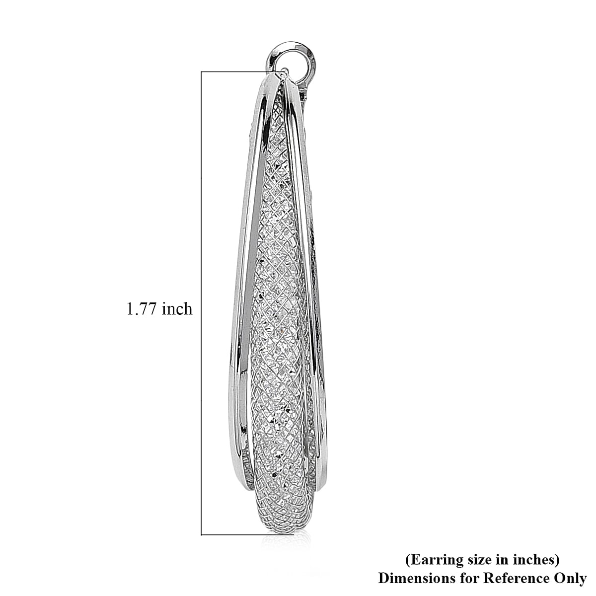 Austrian Crystal Mesh Hoop Earrings in Silvertone image number 4