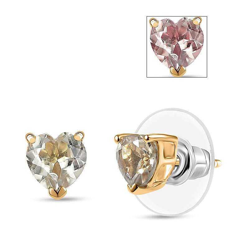 D'Joy AAA Turkizite 1.90 ctw Solitaire Stud Earrings in 18K Vermeil Yellow Gold Over Sterling Silver