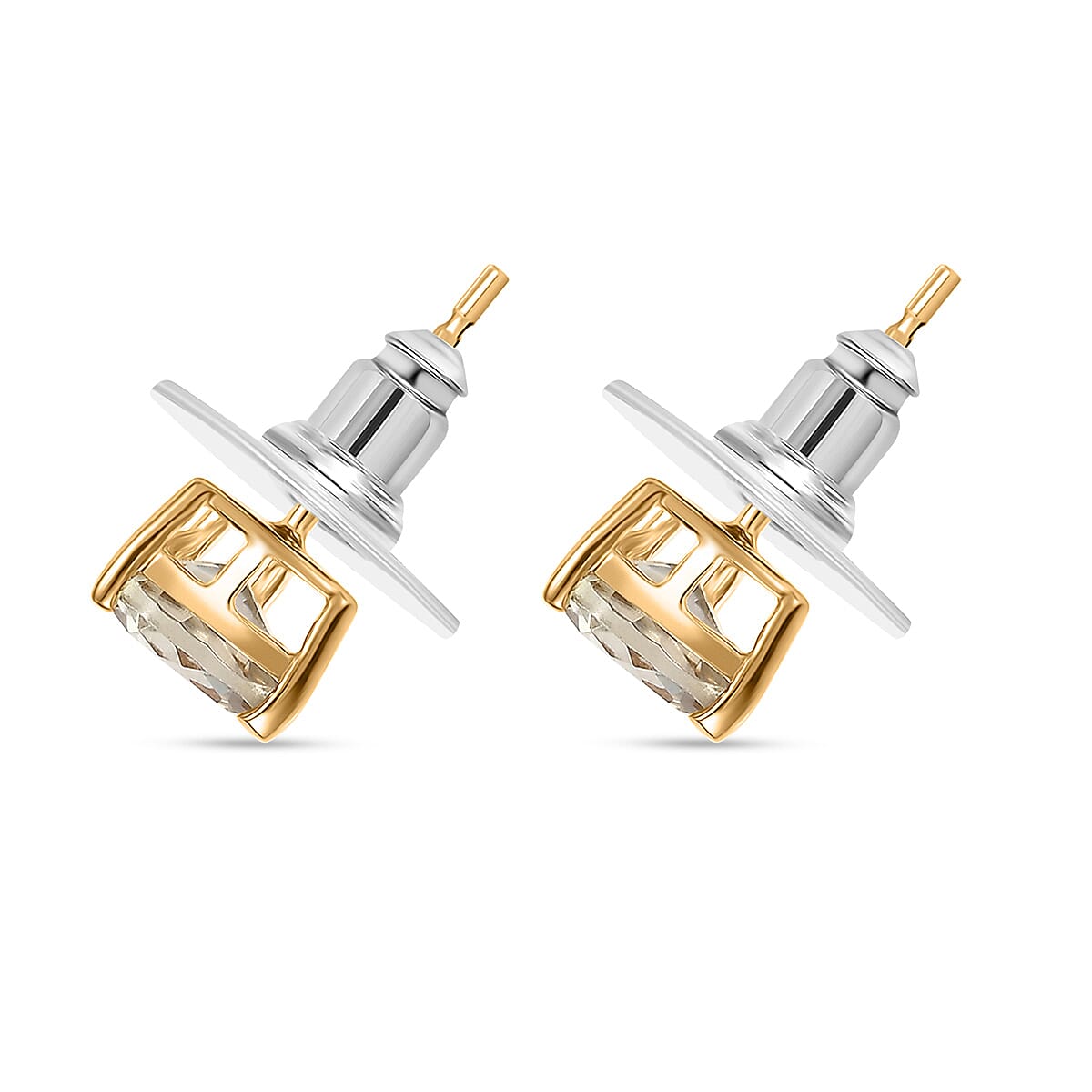 Doorbuster D'Joy AAA Turkizite 1.90 ctw Solitaire Stud Earrings in 18K Vermeil Yellow Gold Over Sterling Silver image number 3