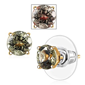  D'Joy AAA Turkizite 2.30 ctw Solitaire Stud Earrings in 18K Vermeil Yellow Gold Over Sterling Silver
