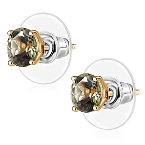  D'Joy AAA Turkizite 2.30 ctw Solitaire Stud Earrings in 18K Vermeil Yellow Gold Over Sterling Silver