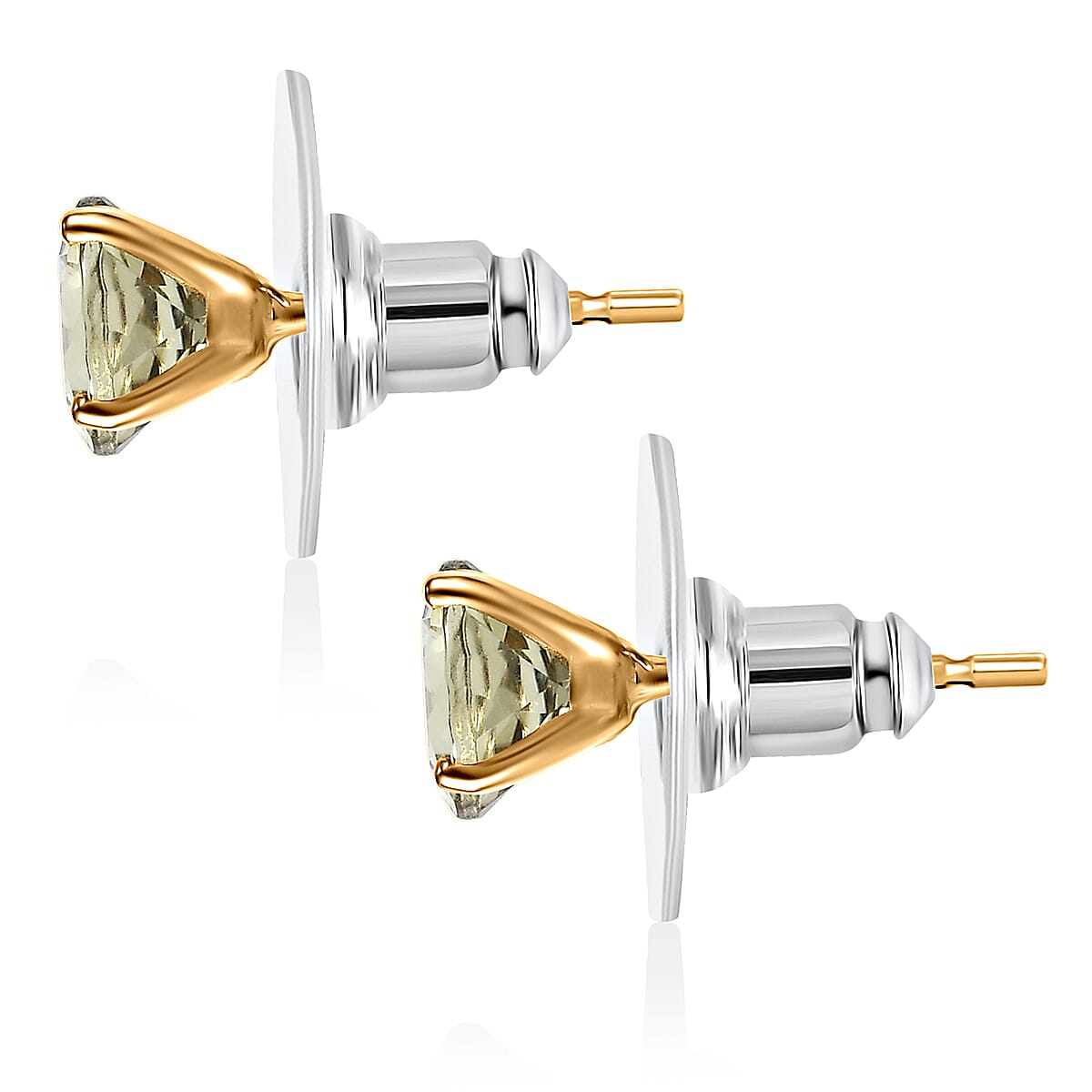  D'Joy AAA Turkizite 2.30 ctw Solitaire Stud Earrings in 18K Vermeil Yellow Gold Over Sterling Silver image number 4