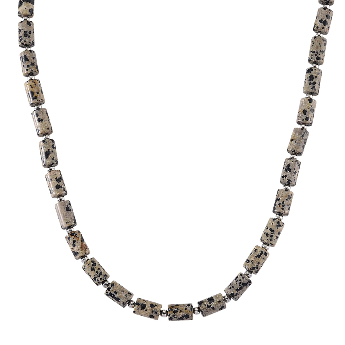 Dalmation Jasper 204.00 ctw Barrel Necklace in Goldtone 18-20 Inches image number 0