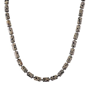 Dalmation Jasper 204.00 ctw Barrel Necklace in Goldtone 18-20 Inches