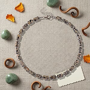 Dalmation Jasper 204.00 ctw Barrel Necklace in Goldtone 18-20 Inches