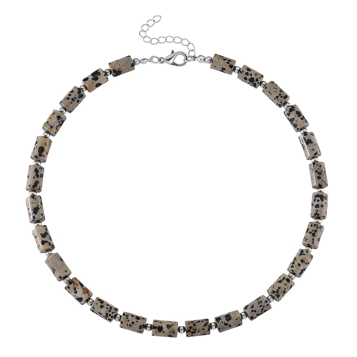 Dalmation Jasper 204.00 ctw Barrel Necklace in Goldtone 18-20 Inches image number 3
