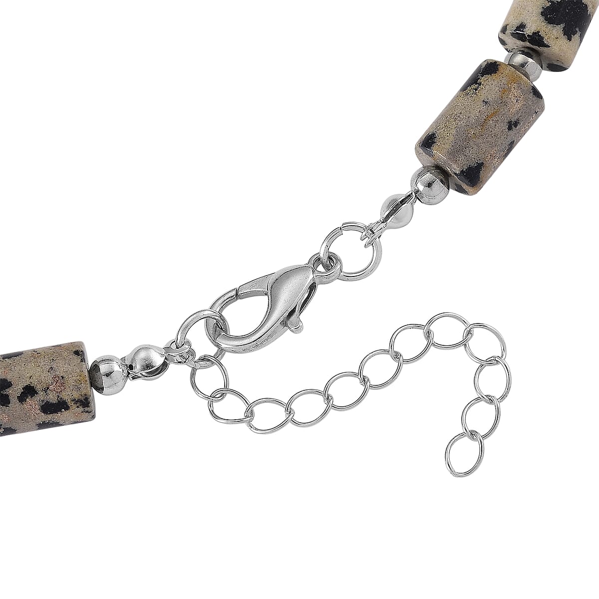 Dalmation Jasper 204.00 ctw Barrel Necklace in Goldtone 18-20 Inches image number 5