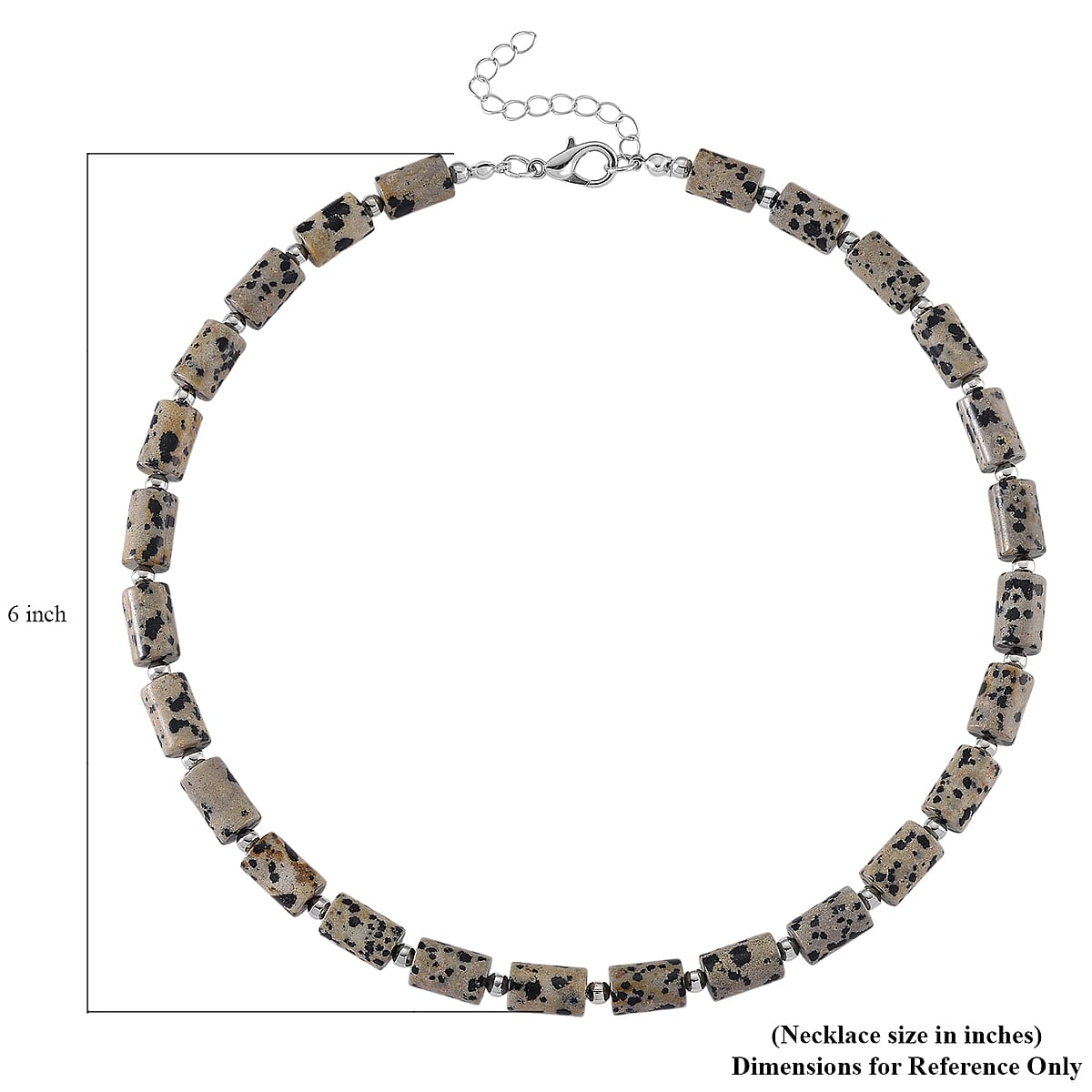 Dalmation Jasper 204.00 ctw Barrel Necklace in Goldtone 18-20 Inches image number 6