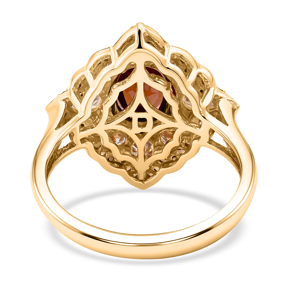 D'Joy Premium Red Zircon and Moissanite 4.35 ctw Fire Reign Ring in 18K Vermeil Yellow Gold Over Sterling Silver (Size 6.0) image number 4