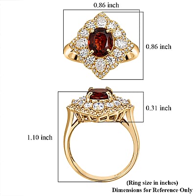 D'Joy Premium Red Zircon and Moissanite 4.35 ctw Fire Reign Ring in 18K Vermeil Yellow Gold Over Sterling Silver (Size 7.0)
