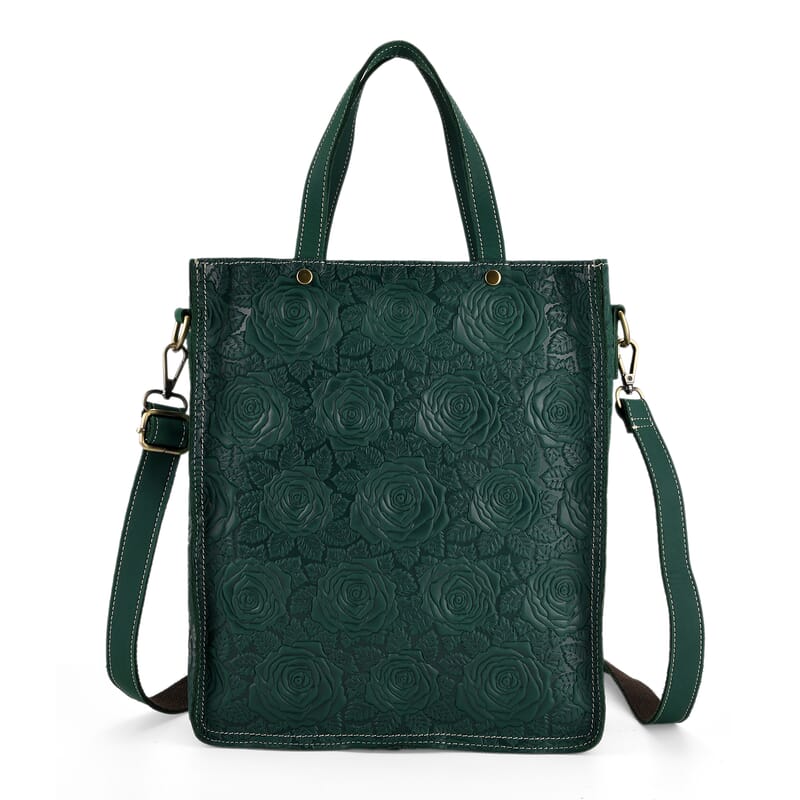 La Marey Green Genuine Leather Crossbody Bag with Adjustable Shoulder Strap
