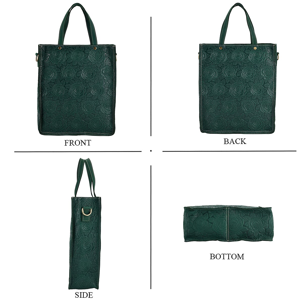 La Marey Green Genuine Leather Crossbody Bag with Adjustable Shoulder Strap image number 4