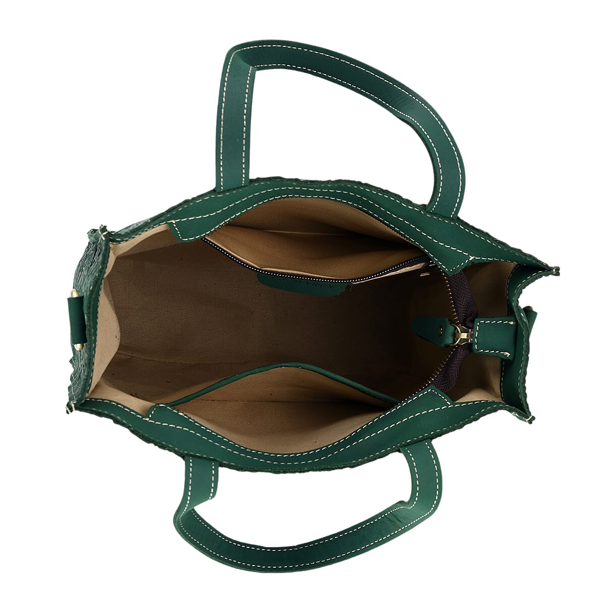 La Marey Green Genuine Leather Crossbody Bag with Adjustable Shoulder Strap image number 5