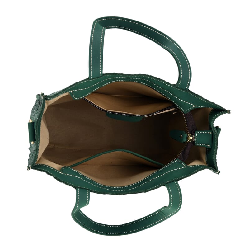 La Marey Green Genuine Leather Crossbody Bag with Adjustable Shoulder Strap