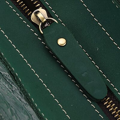 La Marey Green Genuine Leather Crossbody Bag with Adjustable Shoulder Strap