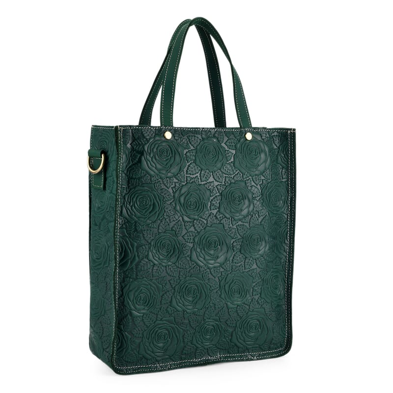 La Marey Green Genuine Leather Crossbody Bag with Adjustable Shoulder Strap