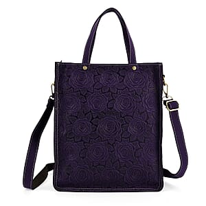 La Marey Purple Genuine Leather Crossbody Bag with Adjustable Shoulder Strap