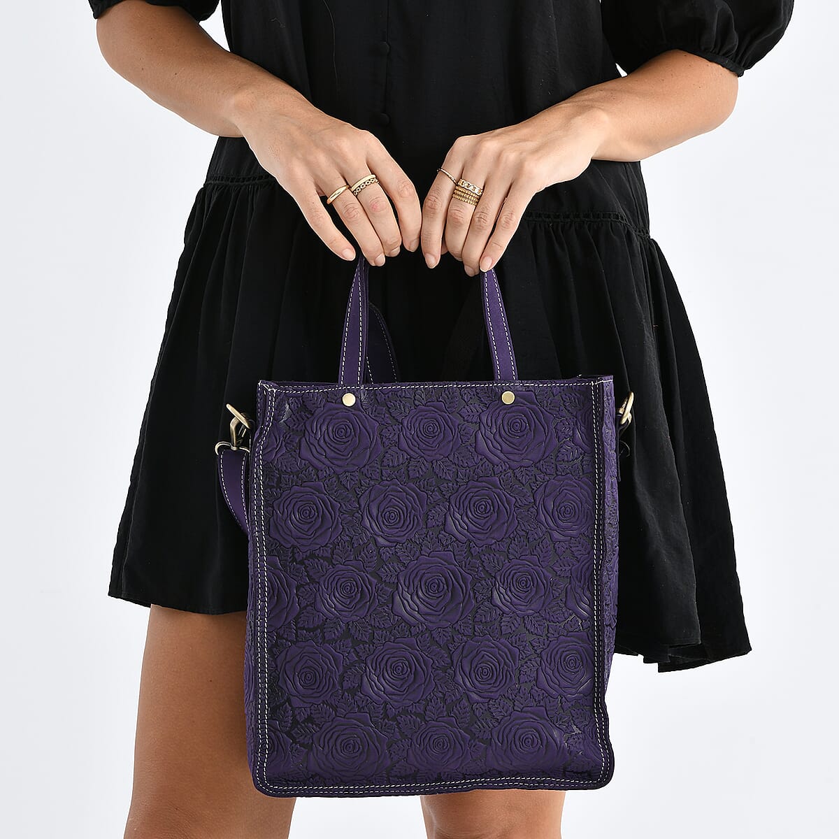 La Marey Purple Genuine Leather Crossbody Bag with Adjustable Shoulder Strap image number 3