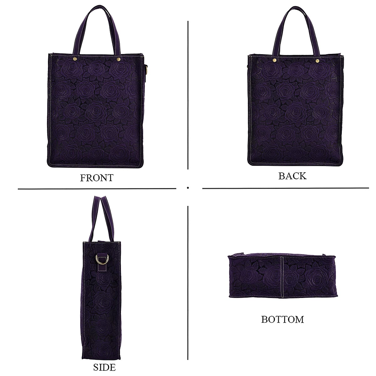 La Marey Purple Genuine Leather Crossbody Bag with Adjustable Shoulder Strap image number 4