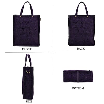 La Marey Purple Genuine Leather Crossbody Bag with Adjustable Shoulder Strap