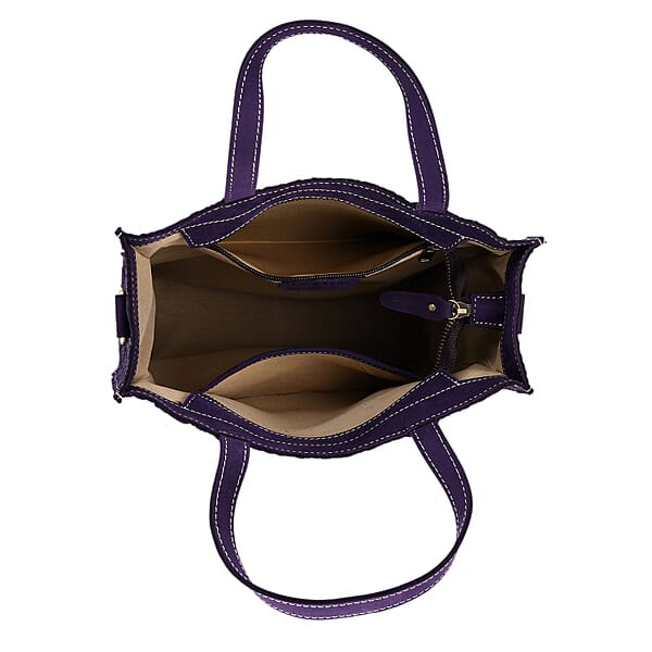La Marey Purple Genuine Leather Crossbody Bag with Adjustable Shoulder Strap