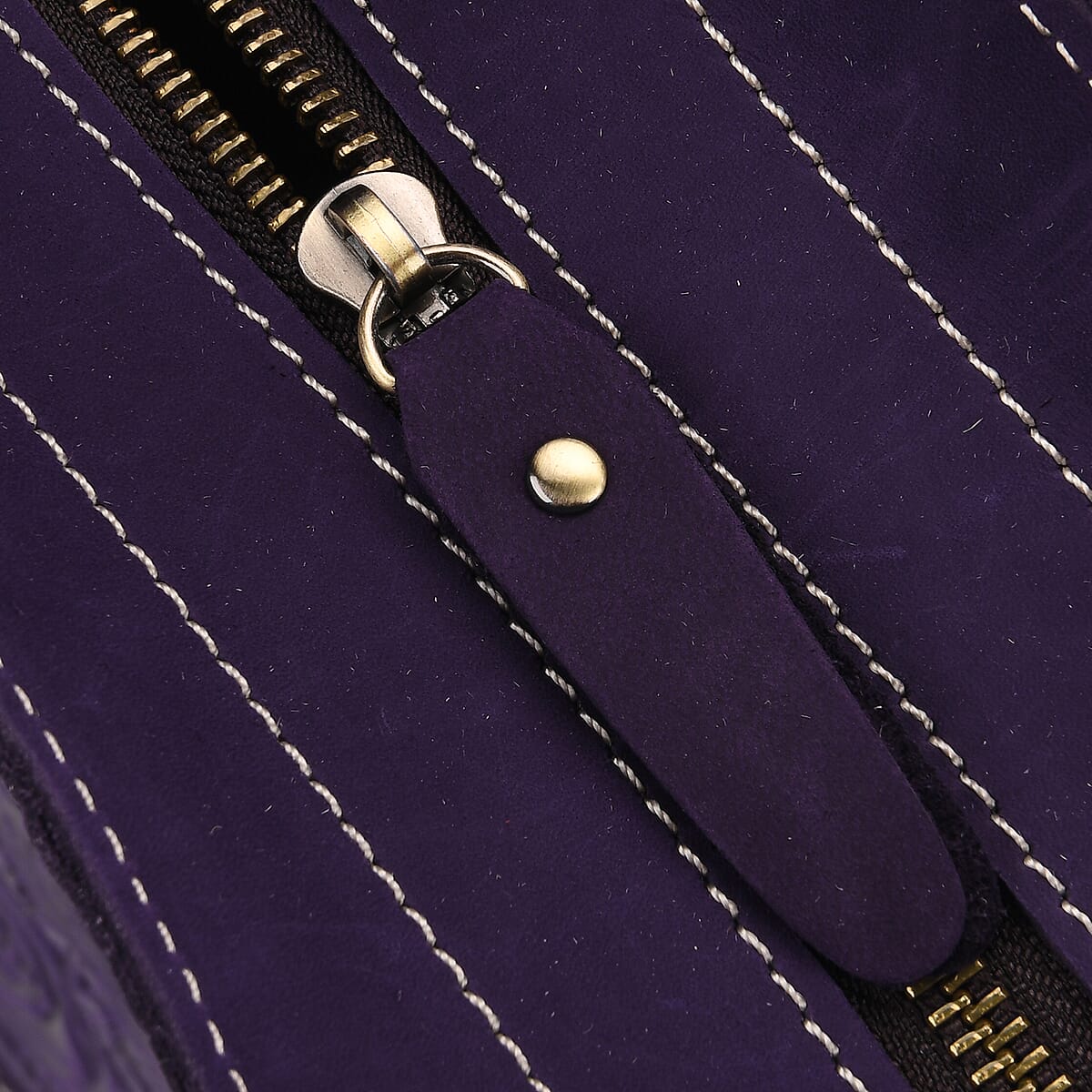 La Marey Purple Genuine Leather Crossbody Bag with Adjustable Shoulder Strap image number 6