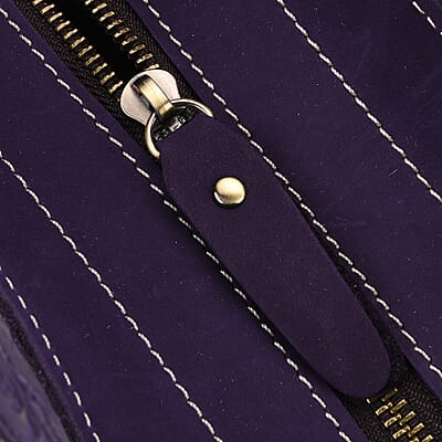 La Marey Purple Genuine Leather Crossbody Bag with Adjustable Shoulder Strap