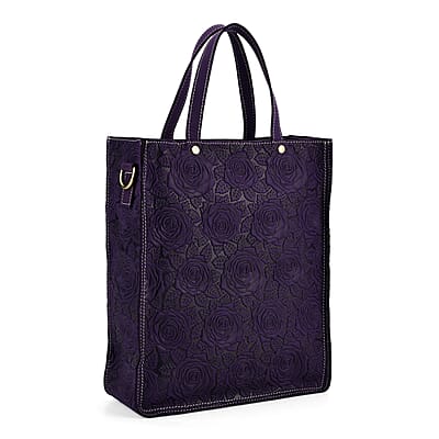 La Marey Purple Genuine Leather Crossbody Bag with Adjustable Shoulder Strap