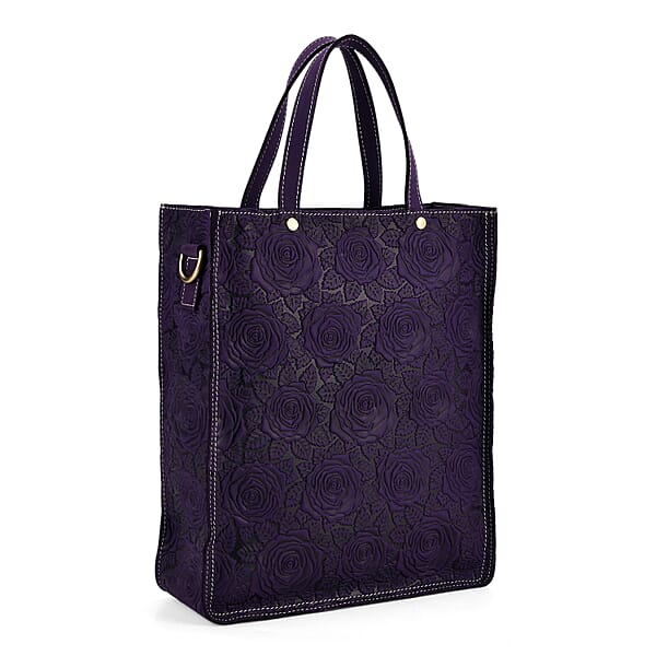 La Marey Purple Genuine Leather Crossbody Bag with Adjustable Shoulder Strap