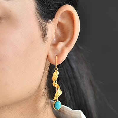 EverTrue Peruvian Opalina 3.50 ctw Fancy Earrings in 18K YG Plated