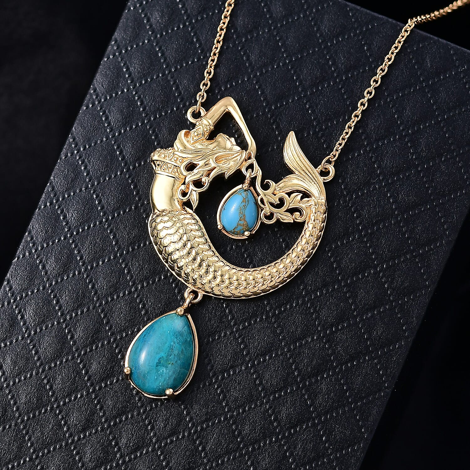 EverTrue Peruvian Opalina and Multi Gemstone 6.20 ctw Necklace in 18K YG Plated 20 Inches