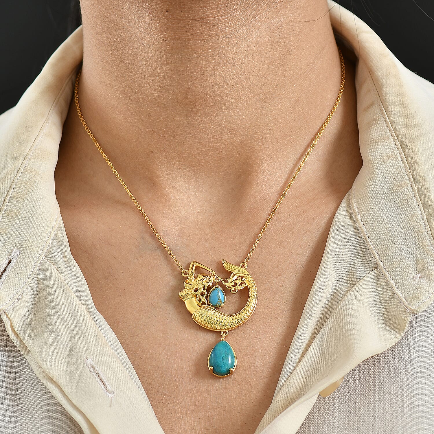 EverTrue Peruvian Opalina and Multi Gemstone 6.20 ctw Necklace in 18K YG Plated 20 Inches
