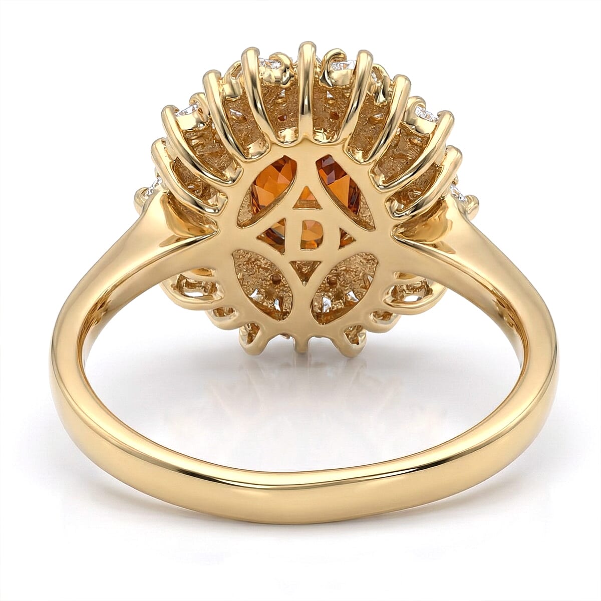 D'Joy Premium Red Zircon and Moissanite 2.75 ctw Flameburst Ring in 18K Vermeil Yellow Gold Over Sterling Silver (Size 9.0) image number 4