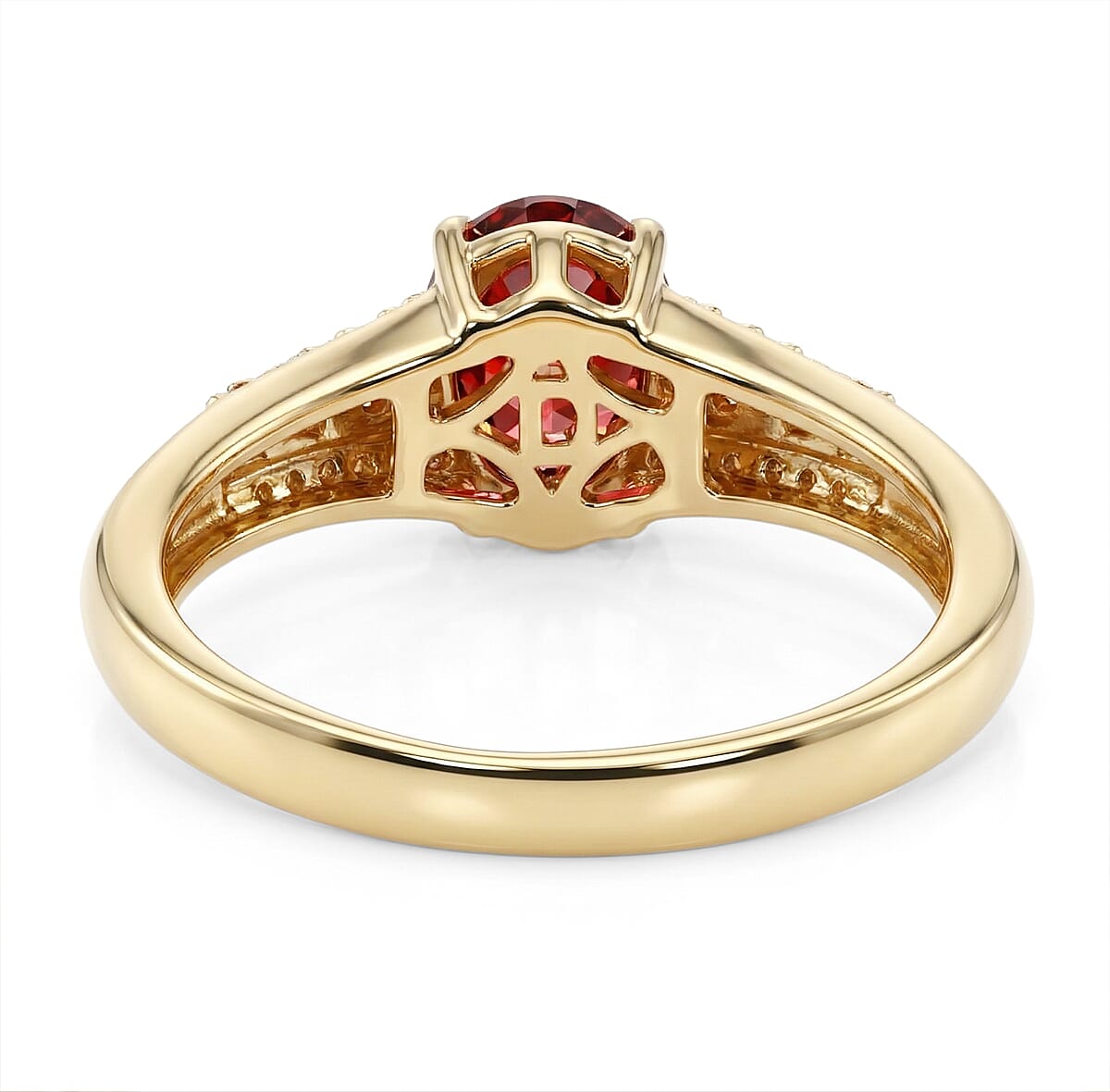 D'Joy Premium Red Zircon and Moissanite 2.30 ctw Flame Oval Ring in 18K Vermeil Yellow Gold Over Sterling Silver (Size 8.0)