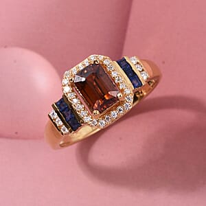 D'Joy Premium Red Zircon and Multi Gemstone 2.00 ctw Ring in 18K Vermeil Yellow Gold Over Sterling Silver (Size 8.0)