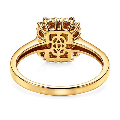 D'Joy Premium Red Zircon and White Zircon 2.10 ctw Imperial Seal Ring in 18K Vermeil Yellow Gold Over Sterling Silver (Size 5.0)