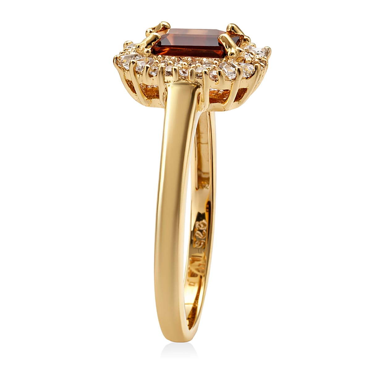 D'Joy Premium Red Zircon and White Zircon 2.10 ctw Imperial Seal Ring in 18K Vermeil Yellow Gold Over Sterling Silver (Size 8.0) image number 3