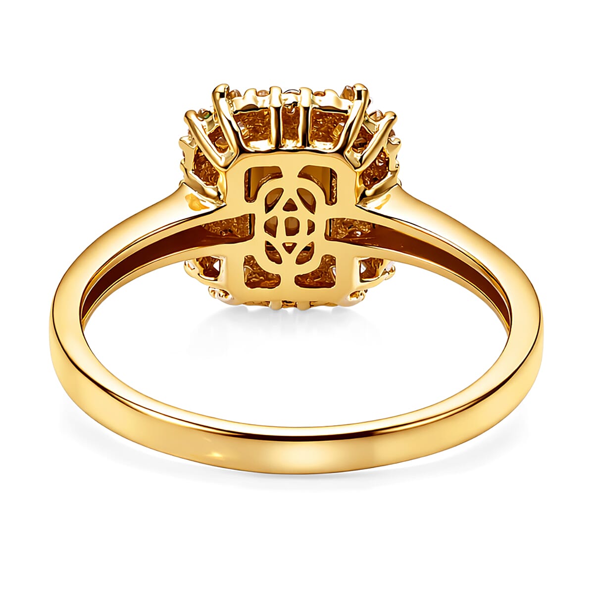 D'Joy Premium Red Zircon and White Zircon 2.10 ctw Imperial Seal Ring in 18K Vermeil Yellow Gold Over Sterling Silver (Size 8.0)