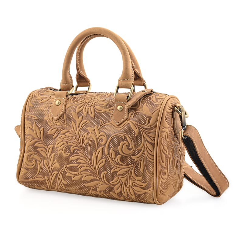 La Marey Yellow Herringbone Pattern Genuine Leather Crossbody Bag with Shoulder Strap