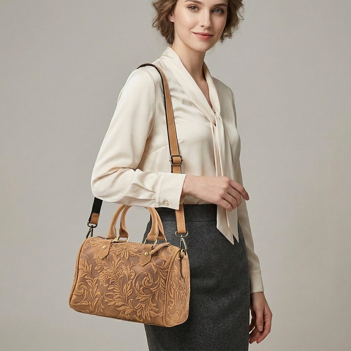 La Marey Yellow Genuine Leather Crossbody Bag image number 3