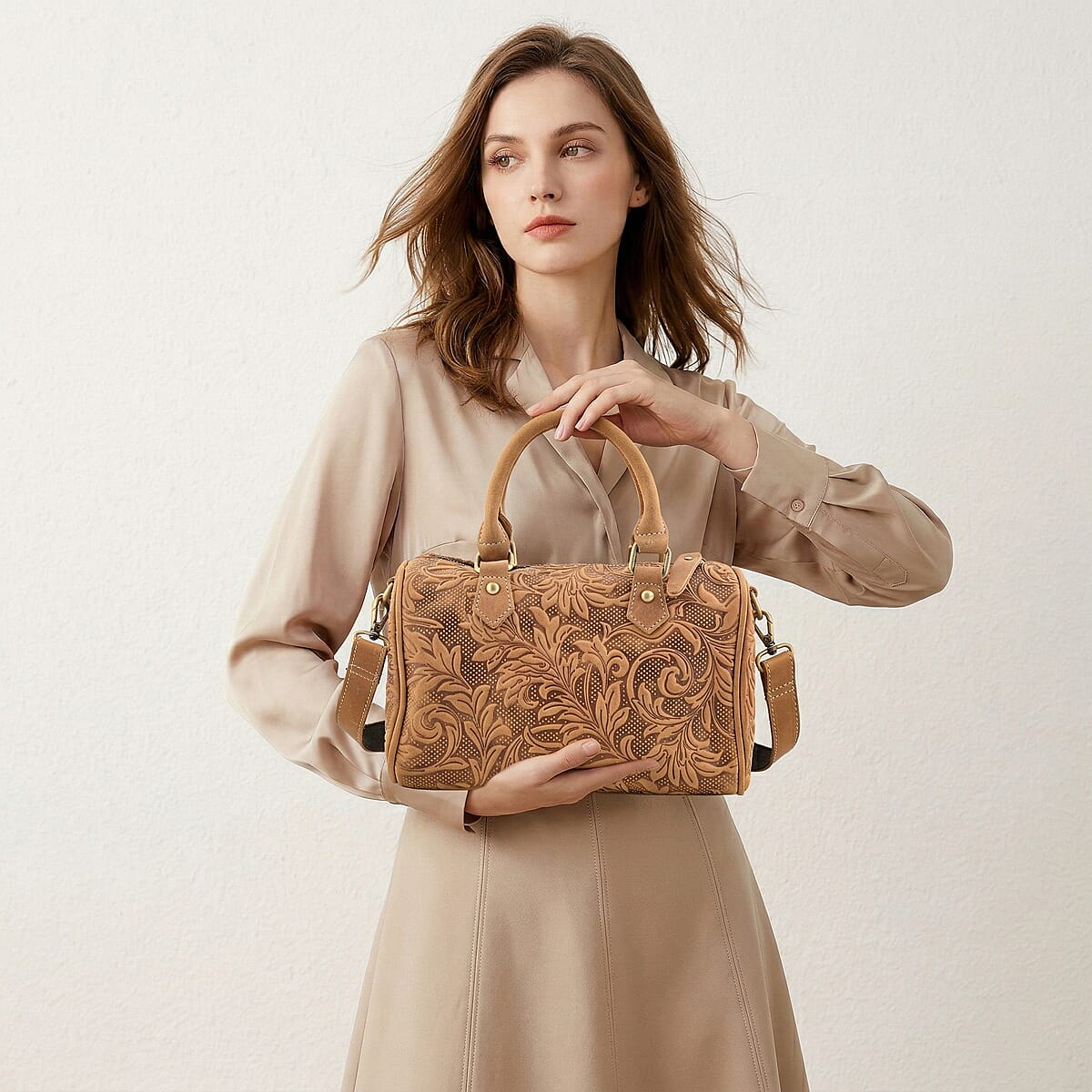 La Marey Yellow Genuine Leather Crossbody Bag image number 4