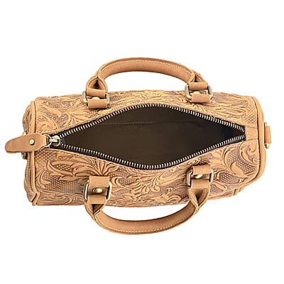 La Marey Yellow Herringbone Pattern Genuine Leather Crossbody Bag with Shoulder Strap