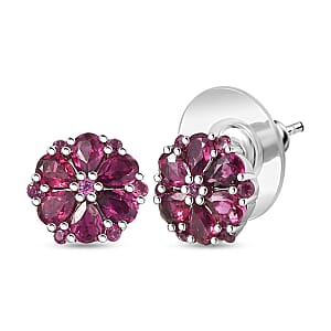 D'Joy Orissa Rhodolite Garnet 2.90 ctw Earrings in Platinum Over Sterling Silver 