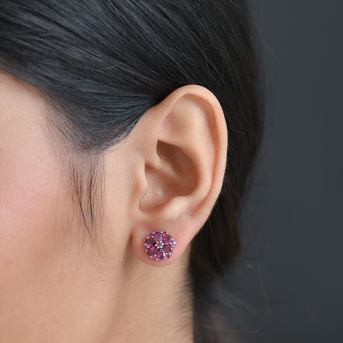 D'Joy Orissa Rhodolite Garnet 2.90 ctw Earrings in Platinum Over Sterling Silver  image number 2