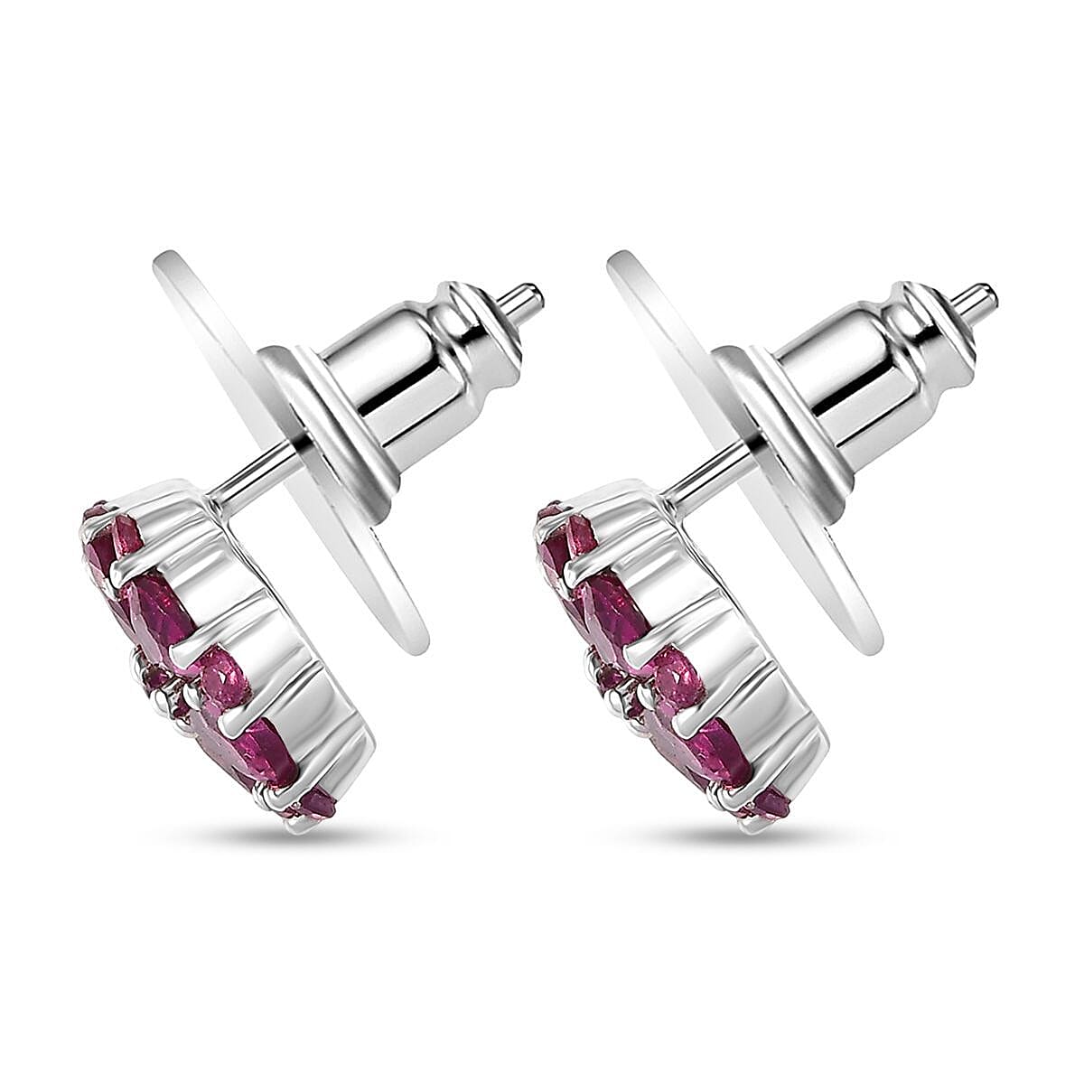 D'Joy Orissa Rhodolite Garnet 2.90 ctw Earrings in Platinum Over Sterling Silver  image number 3