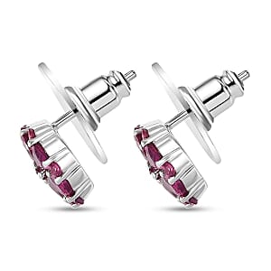 D'Joy Orissa Rhodolite Garnet 2.90 ctw Earrings in Platinum Over Sterling Silver 
