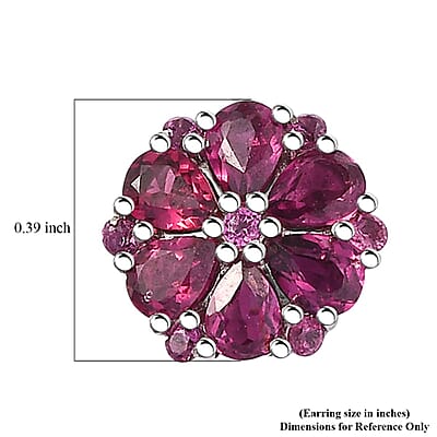 D'Joy Orissa Rhodolite Garnet 2.90 ctw Earrings in Platinum Over Sterling Silver