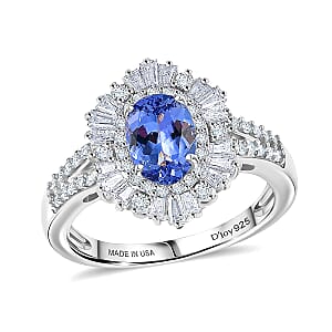 Doorbuster D'Joy Premium Tanzanite and Moissanite 2.00 ctw Celestial Radiance Ring in Rhodium Over Sterling Silver (Size 10.0)